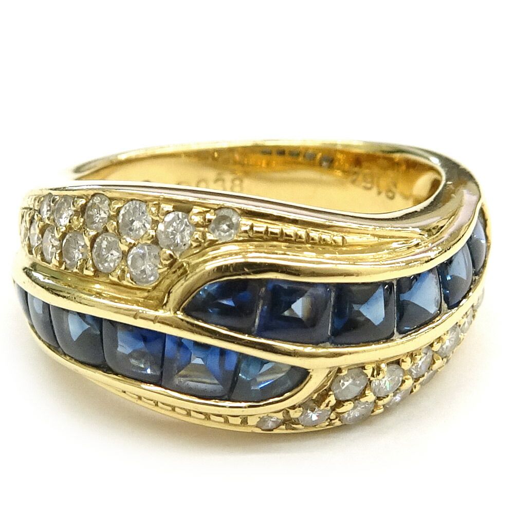 【栄】ジュエリー リング #11.5 サファイア 1.64ct ダイヤモンド 0.38ct K18YG 7.6g レディース 小物 その他