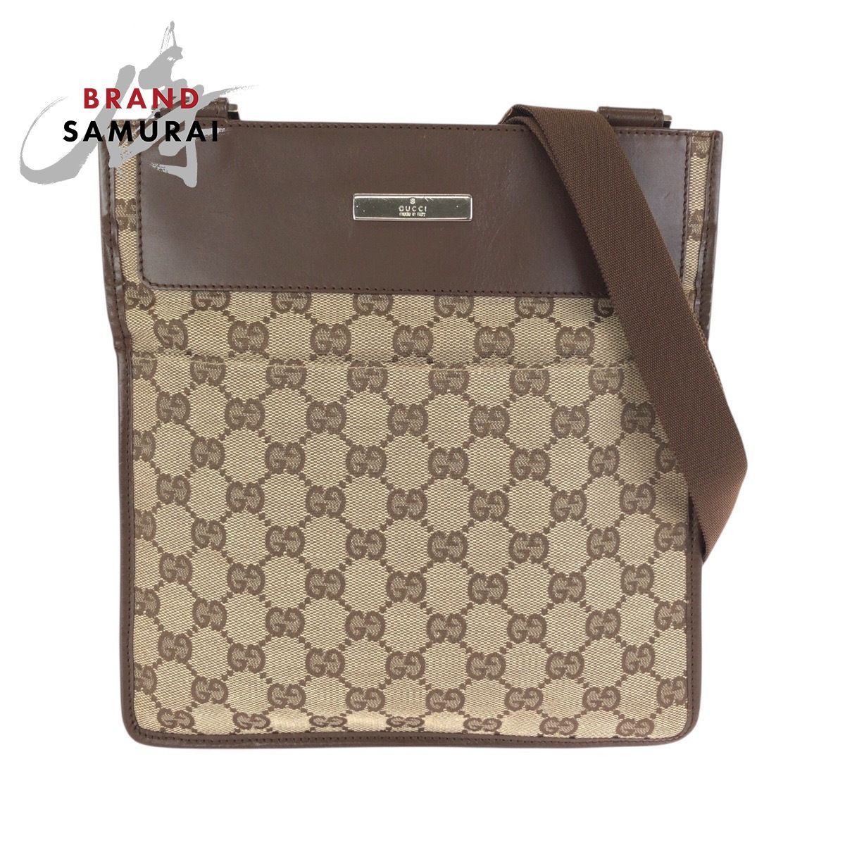 GUCCI グッチ ブラウン ベージュ シルバー金具 GGキャンバス/レザー 019 0348 ショルダーバッグ メッセンジャーバッグ レディース 602131【中古】