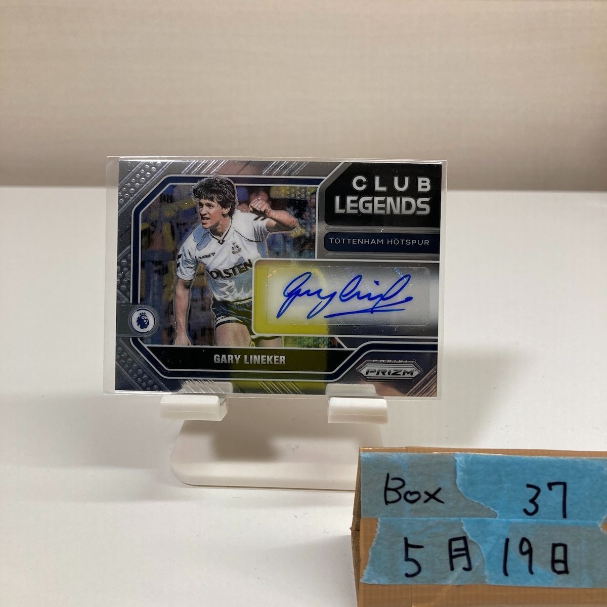 2021-22 Panini Prizm Premier League Gary Lineker 直筆サインカード Tottenham Hotspur Club Legends Silver カード
