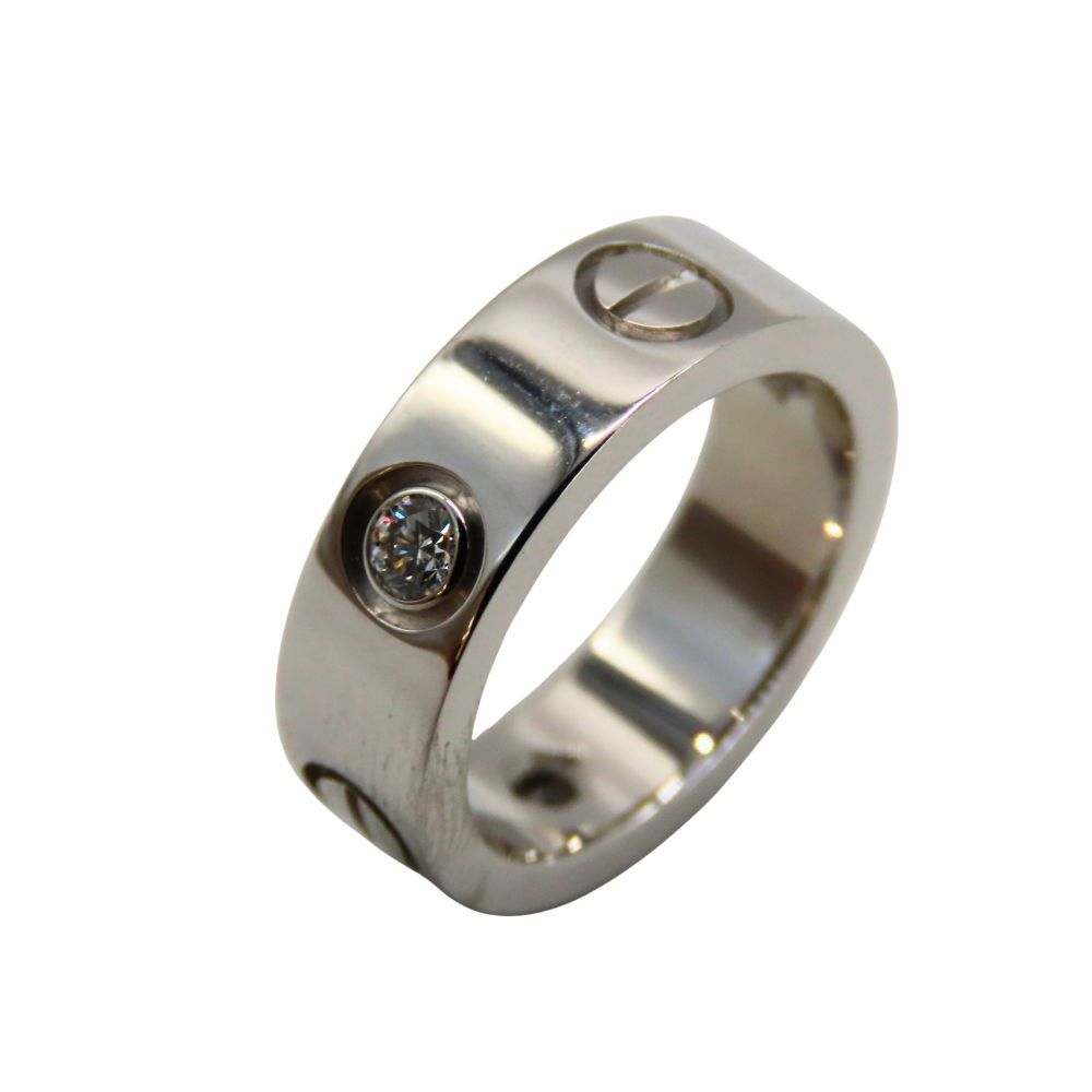 【中古】 Cartier カルティエ B4032500 ラブリング 3P ハーフダイヤ 750刻印 K18WG ホワイトゴールド サイズ47 7号 クラシックモデル 定番 レディース 人気 A2504908 【無料ギフトラッピング承ります】