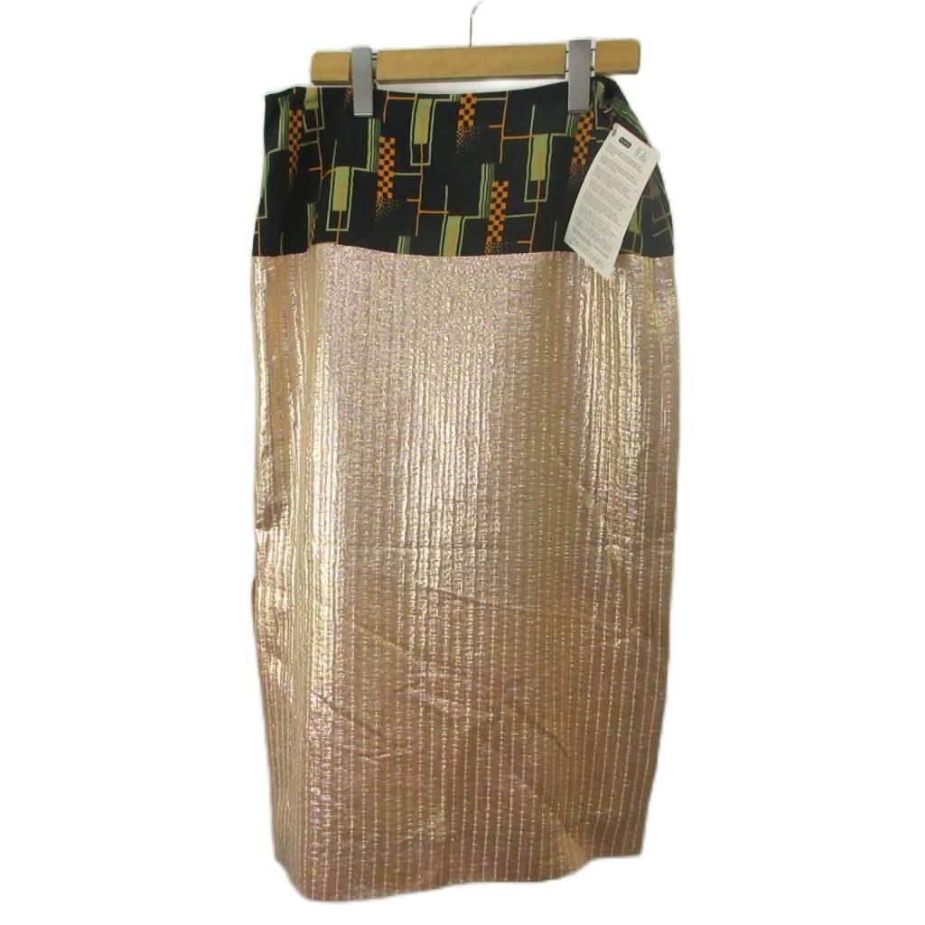ドリスヴァンノッテン DRIES VAN NOTEN タイトスカート シルク混 ロング 総柄 メタリック 38 M ピンク /XZ ■GY19