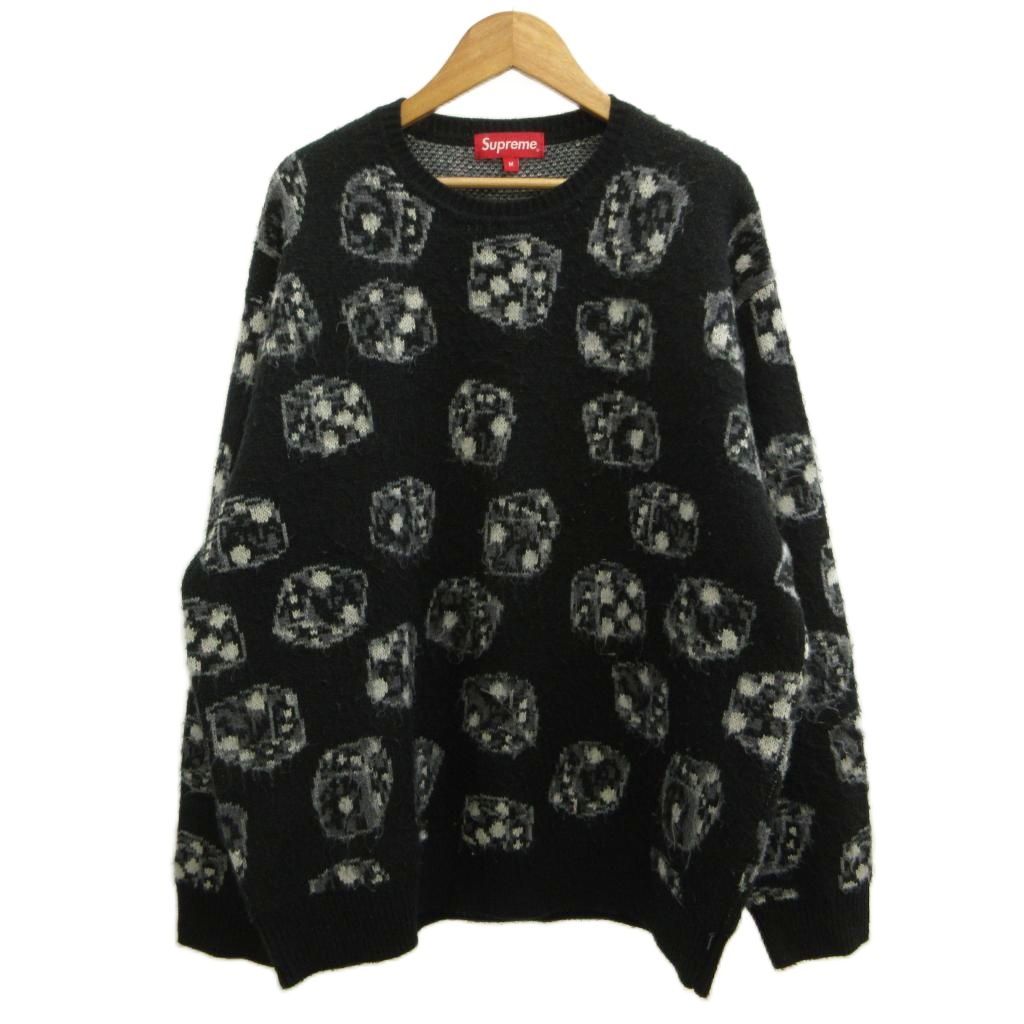 シュプリーム SUPREME 22FW Dice Sweater ダイスセーター ニット M 黒 ブラック サイコロ柄 クルーネック 長袖 /PP ■GY01