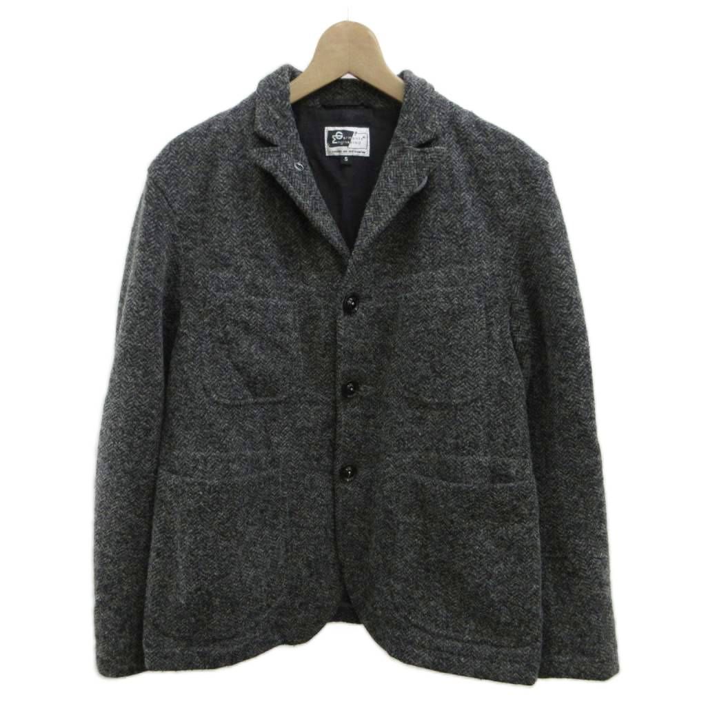 エンジニアードガーメンツ Engineered Garments ベッドフォードジャケット Bedford Jacket テーラードジャケット ワーク カバーオール ウール混 ヘリンボーン シングル 背抜き S グレー /XZ ■GY18