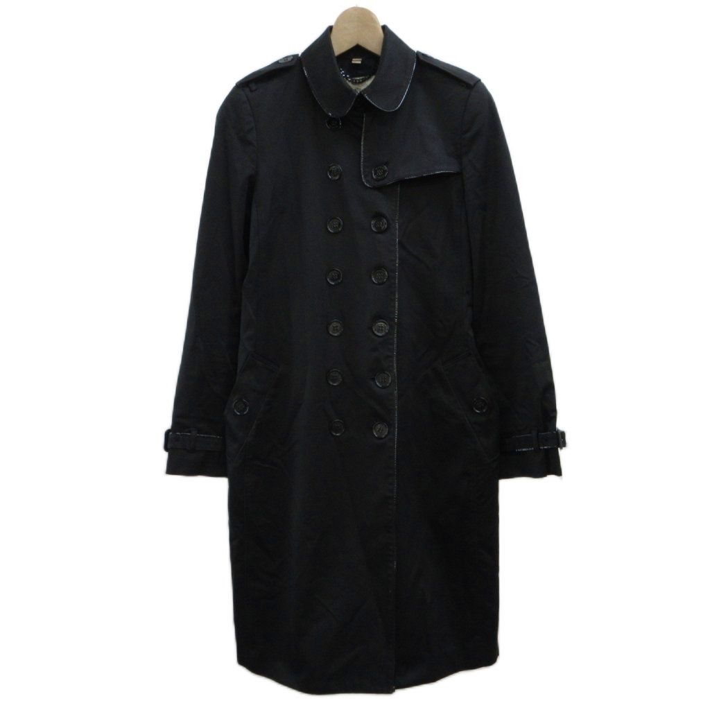 バーバリー BURBERRY トレンチコート アウター ロング ダブル 総裏地 ベルト付き 38 M 黒 ブラック /XZ ■GY18