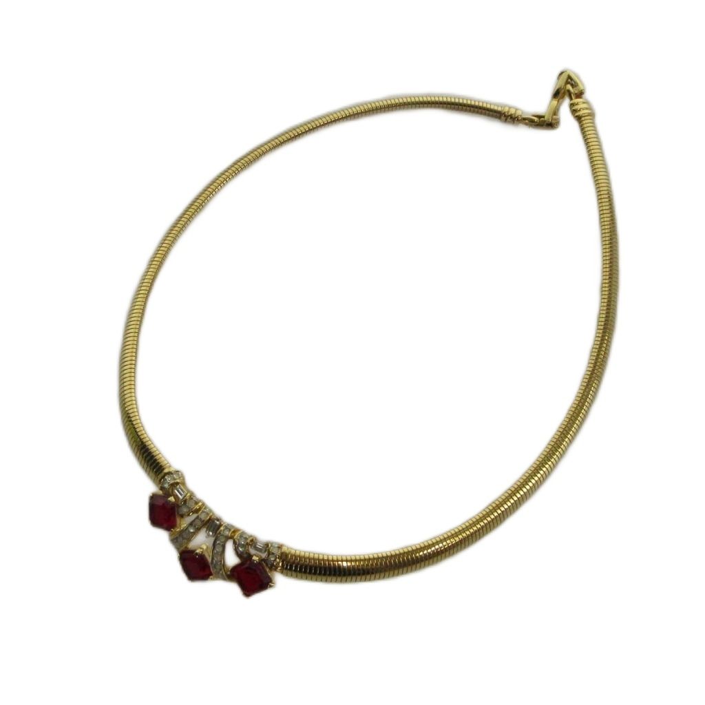 ニナリッチ NINA RICCI ネックレス アクセサリー ラインストーン ロゴ ゴールド色 ■GY11 /MQ