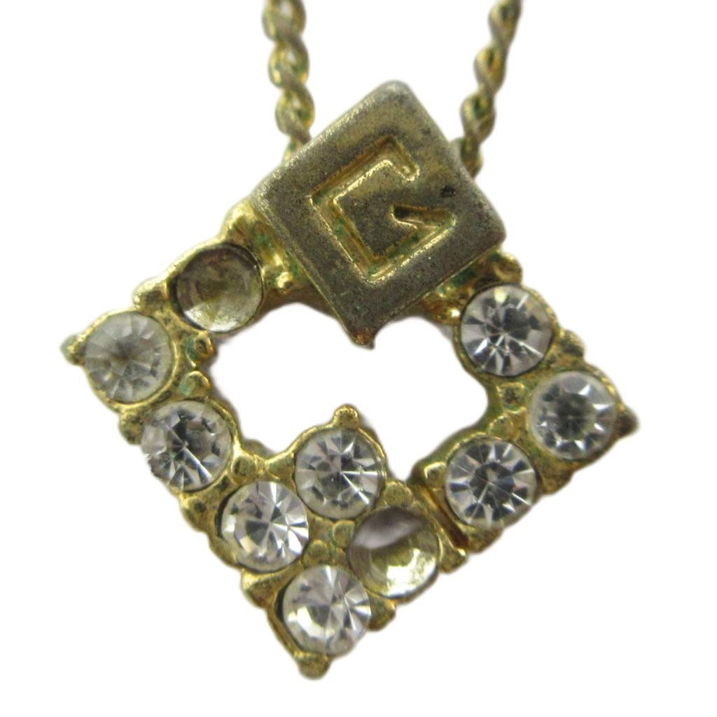 ジバンシィ GIVENCHY ネックレス アクセサリー ペンダント ロゴ ラインストーン ゴールド色 ■GY11 /MQ
