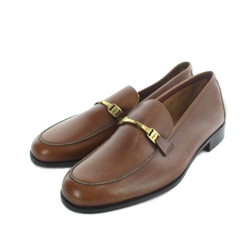 サルヴァトーレフェラガモ Salvatore Ferragamo ローファー ゴールド金具 ガンチーニ ロゴ レザー 8.5 26.5cm 茶 ブラウン ■GY18 /MQ