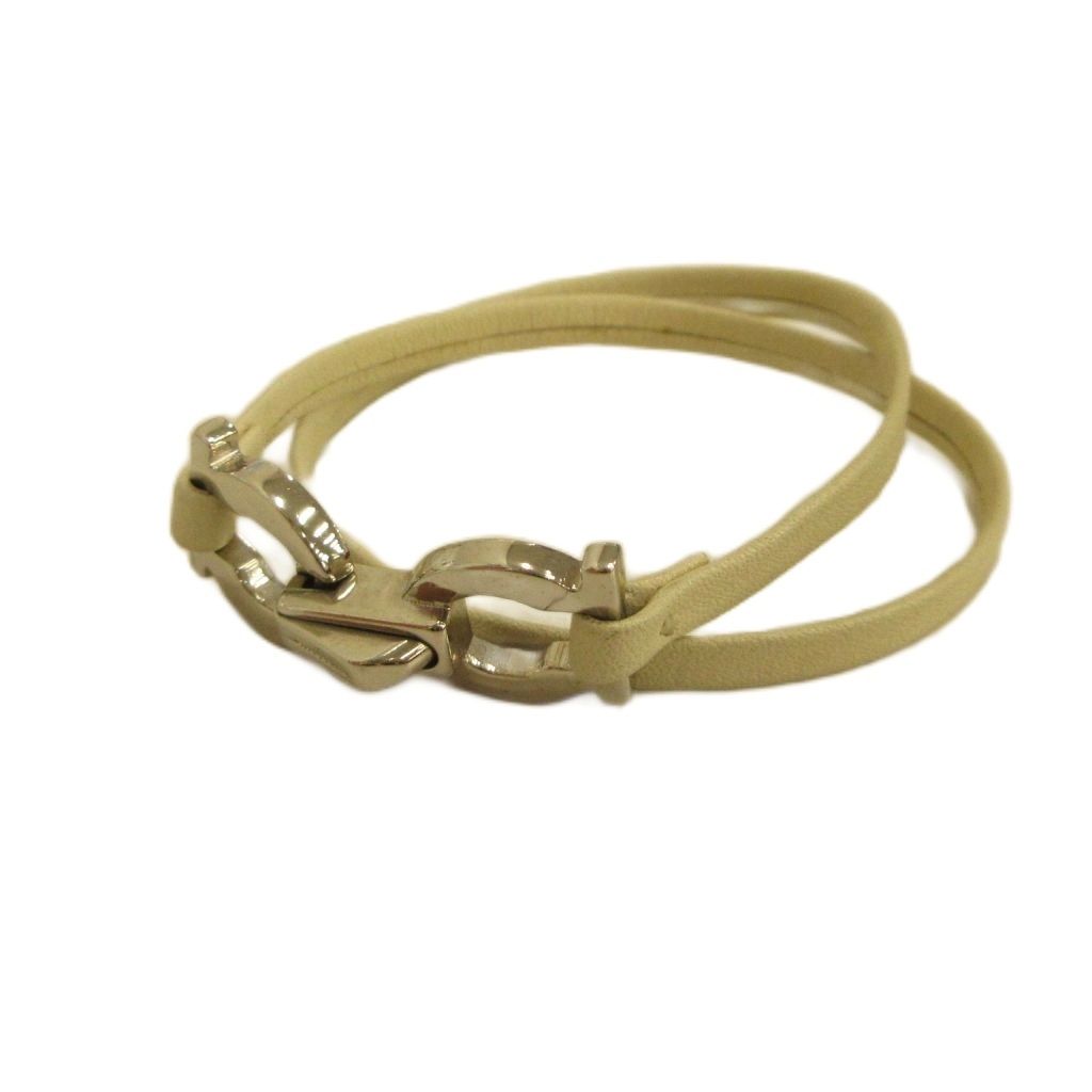 サルヴァトーレフェラガモ Salvatore Ferragamo ブレスレット レザー ガンチーニ アクセサリー ロゴ アイボリー ■GY11 /MQ