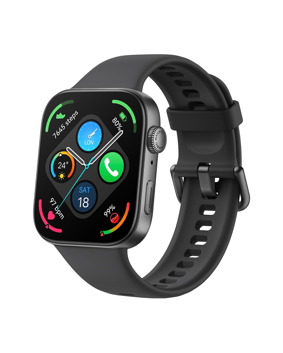 HUAWEI WATCH FIT 3 スマートウォッチ 薄さ9.9mmアルミ合金ボディ 大画面1.82インチAMOLEDディスプレイ 軽量本体26g GPS搭載 カロリー管理と健康管理 高精度な睡眠測定 自動輝度調整 [ブラック] [WATCH FIT 3]