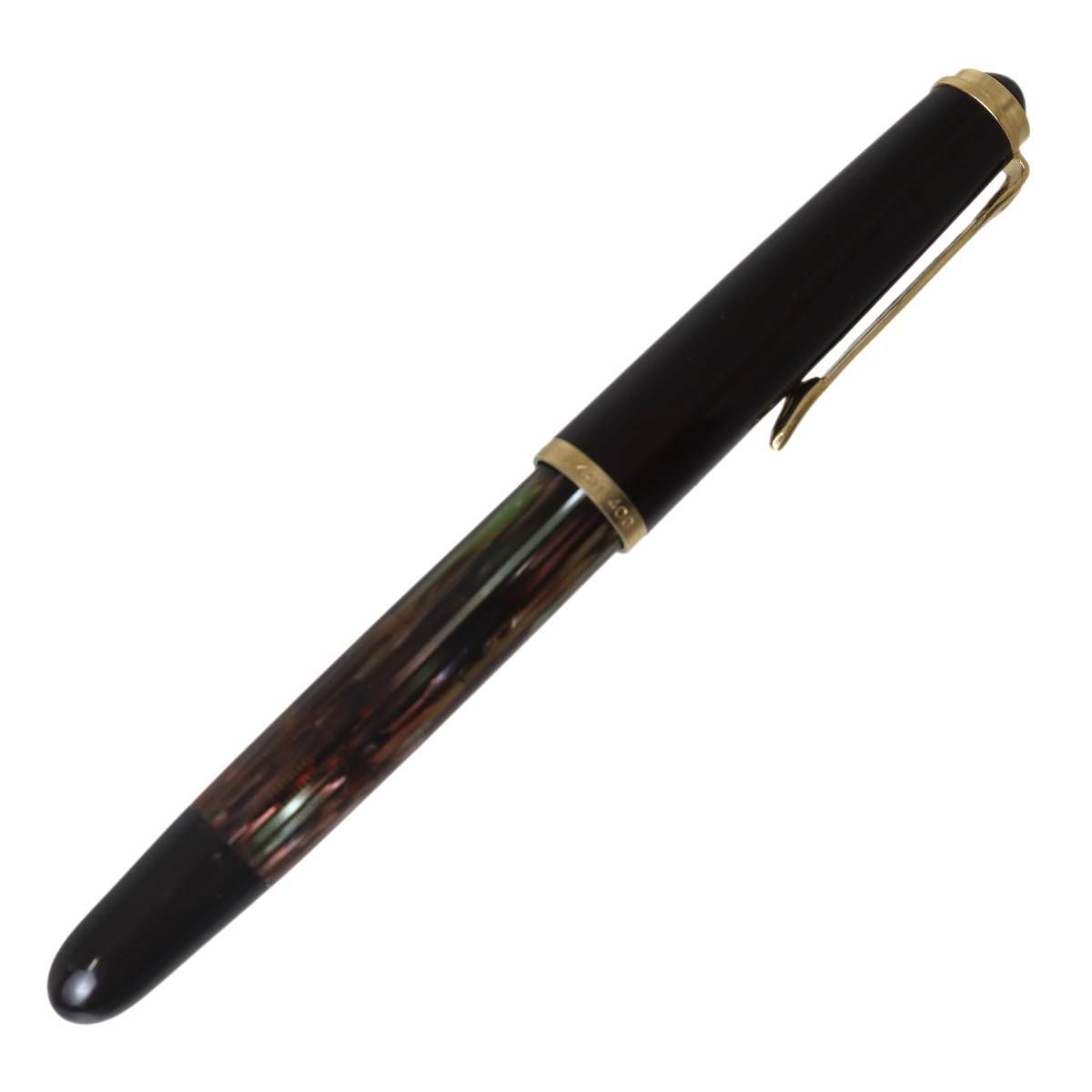【ジャンク】Pelikan ペリカン 万年筆 400 ペン先14C-585 茶縞 開閉:ネジ式 インク:ピストン吸入式 NT Bランク