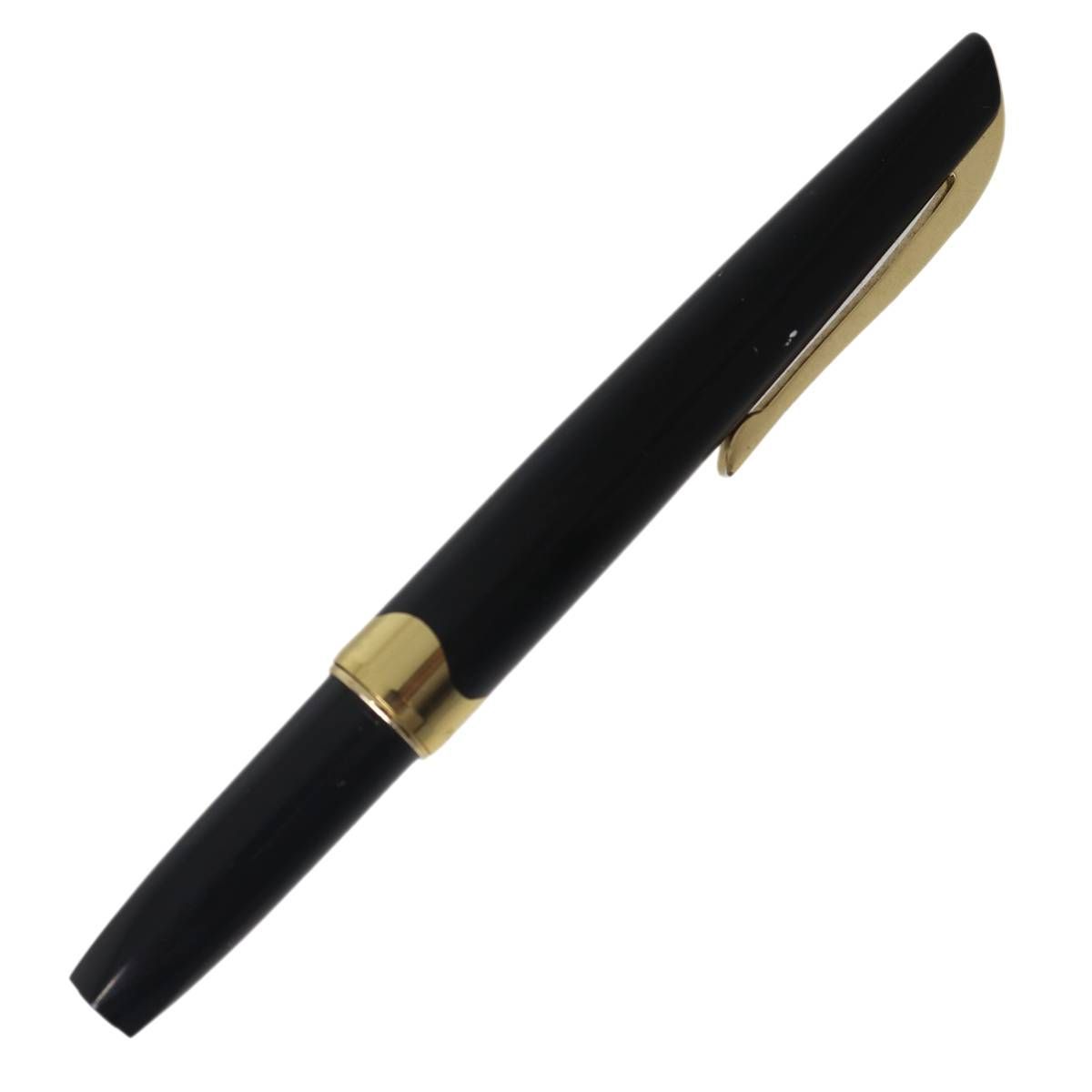 【ジャンク】platinum プラチナ 万年筆 ショート ポケット ペン先18K ブラック×ゴールド 開閉:嵌合式(キャップ式) インク:カートリッジ式 NT Dランク