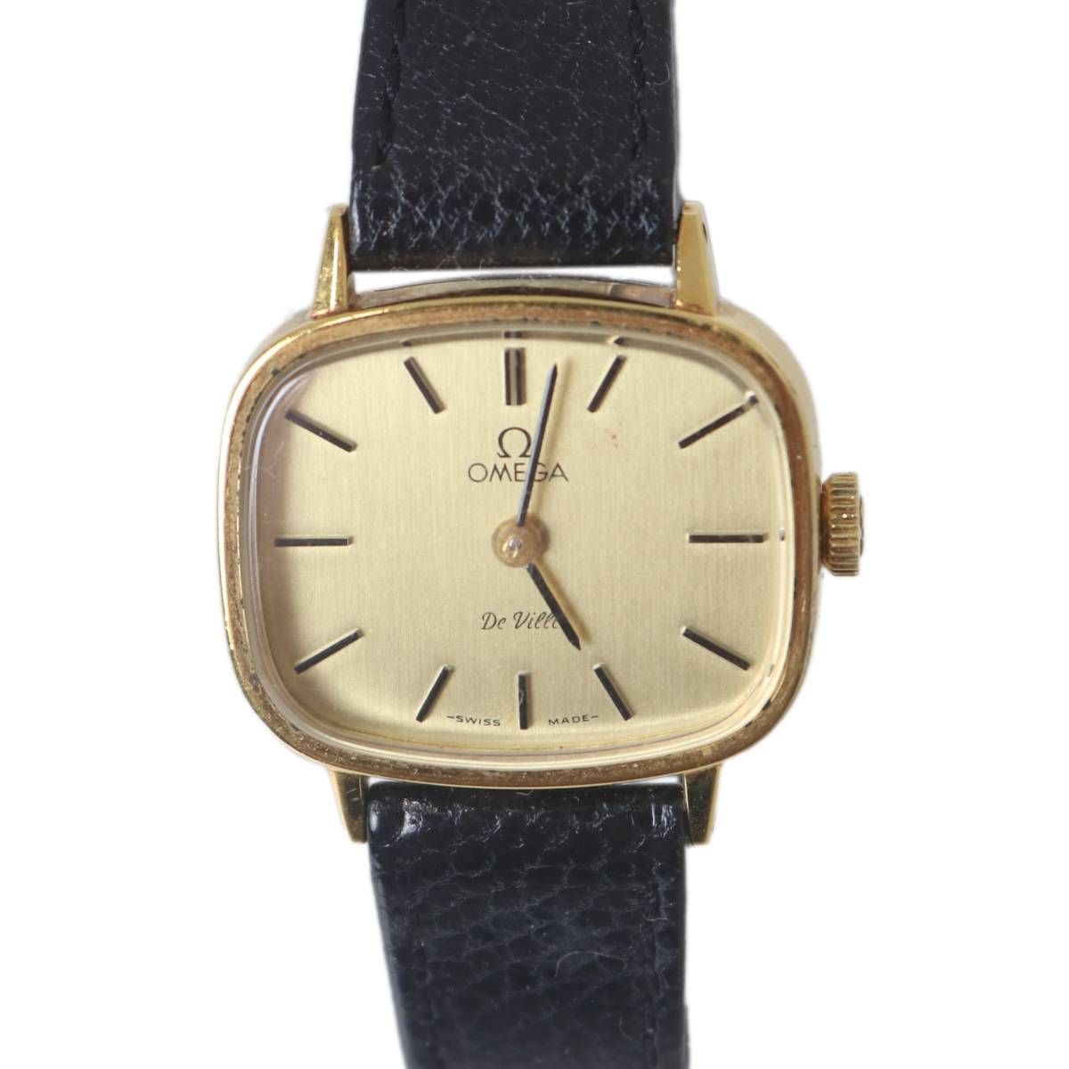 OMEGA オメガ De Ville デヴィル 横長スクエア 腕時計 手巻き ゴールド×ブラック 腕周り15.5~18(cm) NT Cランク