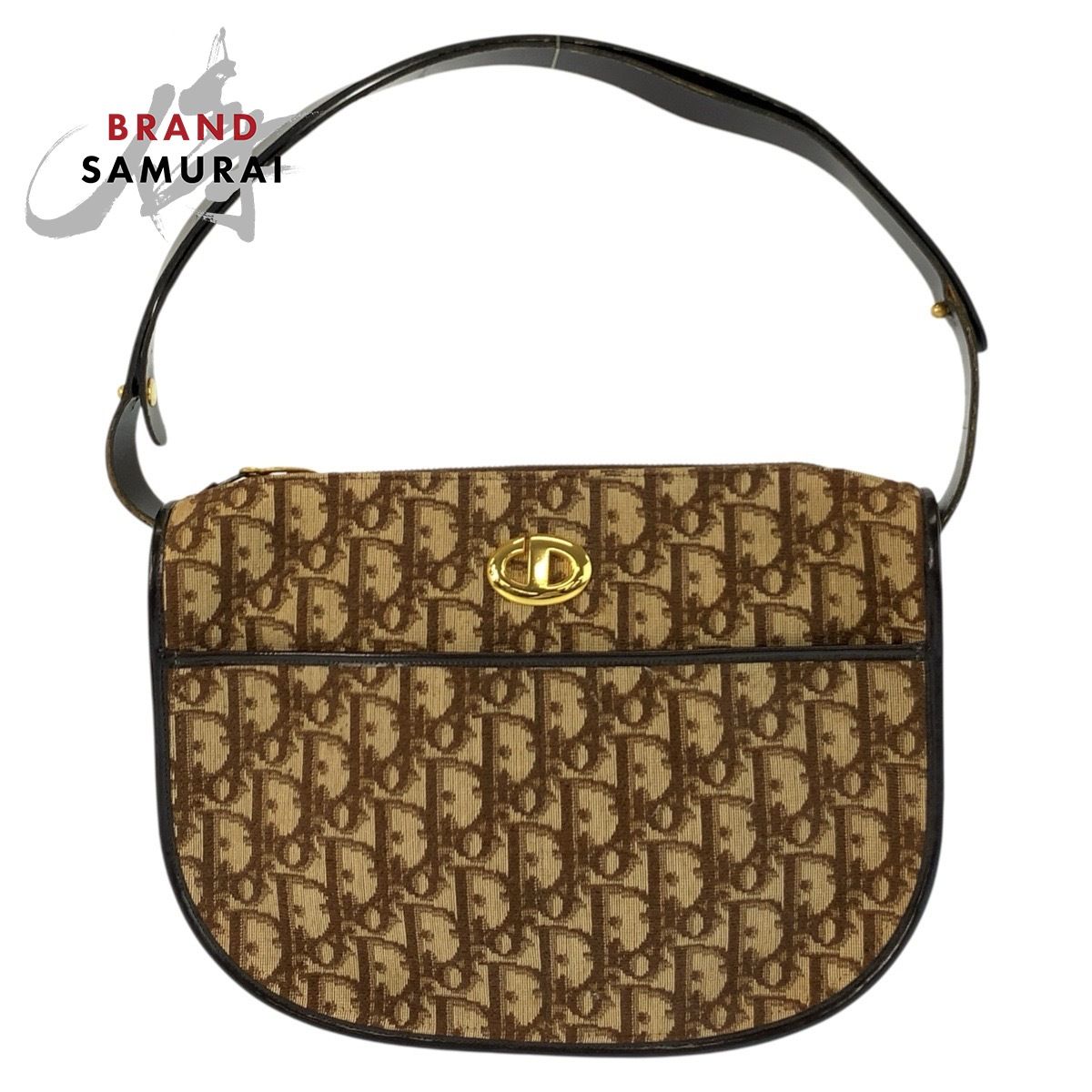 Christian Dior クリスチャンディオール ヴィンテージ トロッター CDロゴ ブラウン ゴールド金具 ハンドバッグ レディース 602779【中古】
