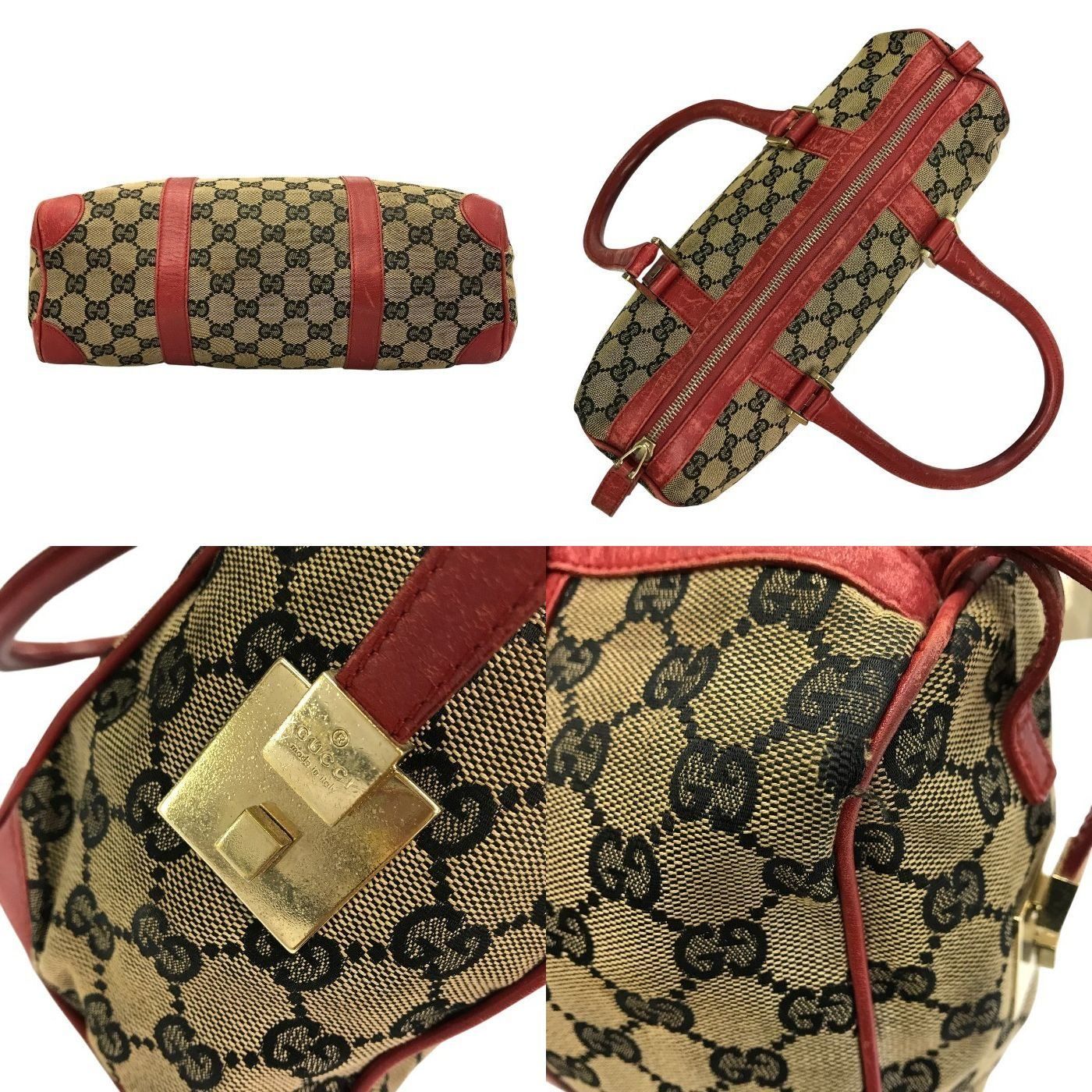 GUCCI グッチ GGキャンバス ミニボストンバッグ レディース レザー