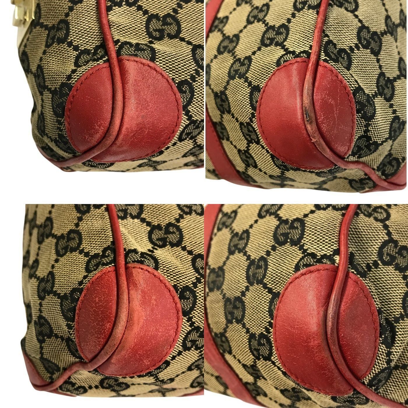 GUCCI グッチ ミニボストンバッグ GGキャンバス 赤 レッド GUCCI グッチ GGキャンバス ミニボストンバッグ レディース レザー