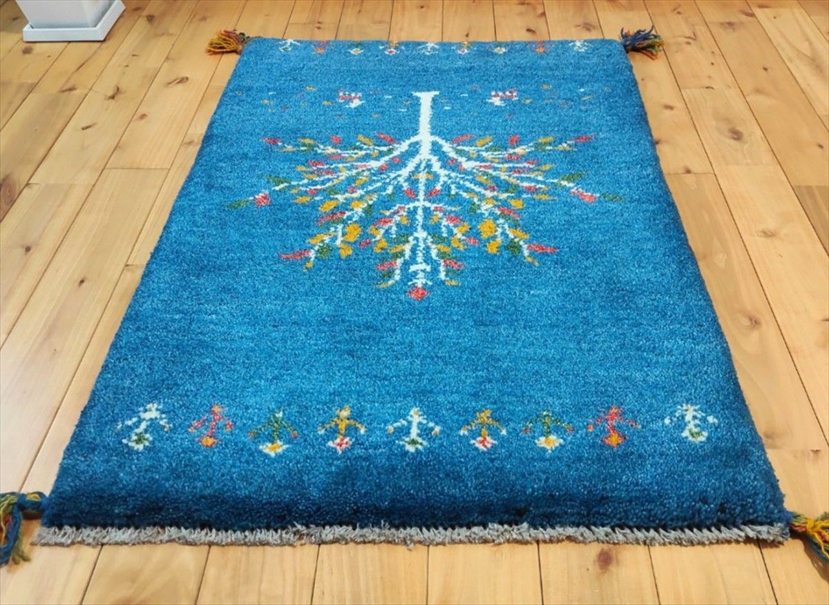 ギャッベ ラグ 玄関マット ペルシャ 90x62cm ハンドメイド 手織り 3⁄29 
