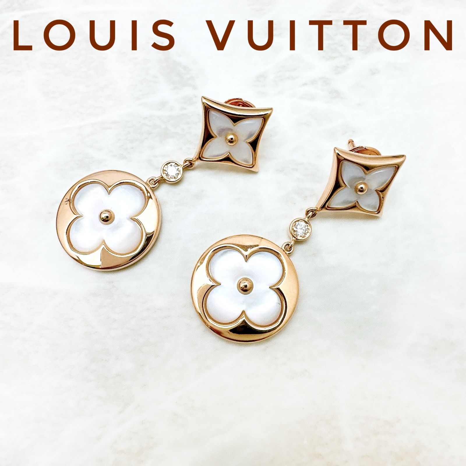 人気?LOUIS VUITTON ドゥーブルスターブロッサム ダイヤモンド ピンクゴールド ピアス U
