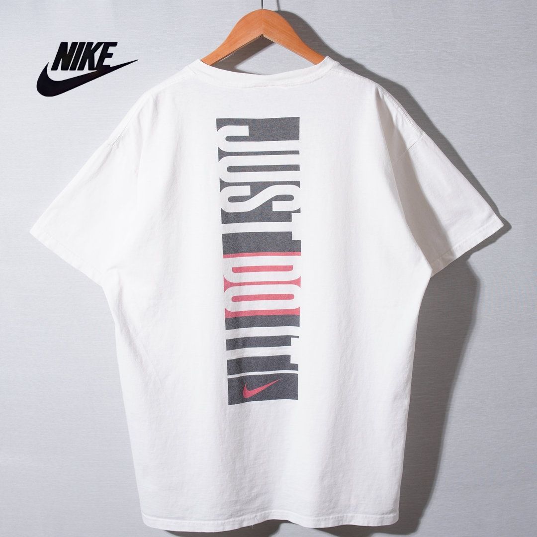 90s ナイキ NIKE Tシャツ L 白タグ ホワイト ビッグプリント US企画