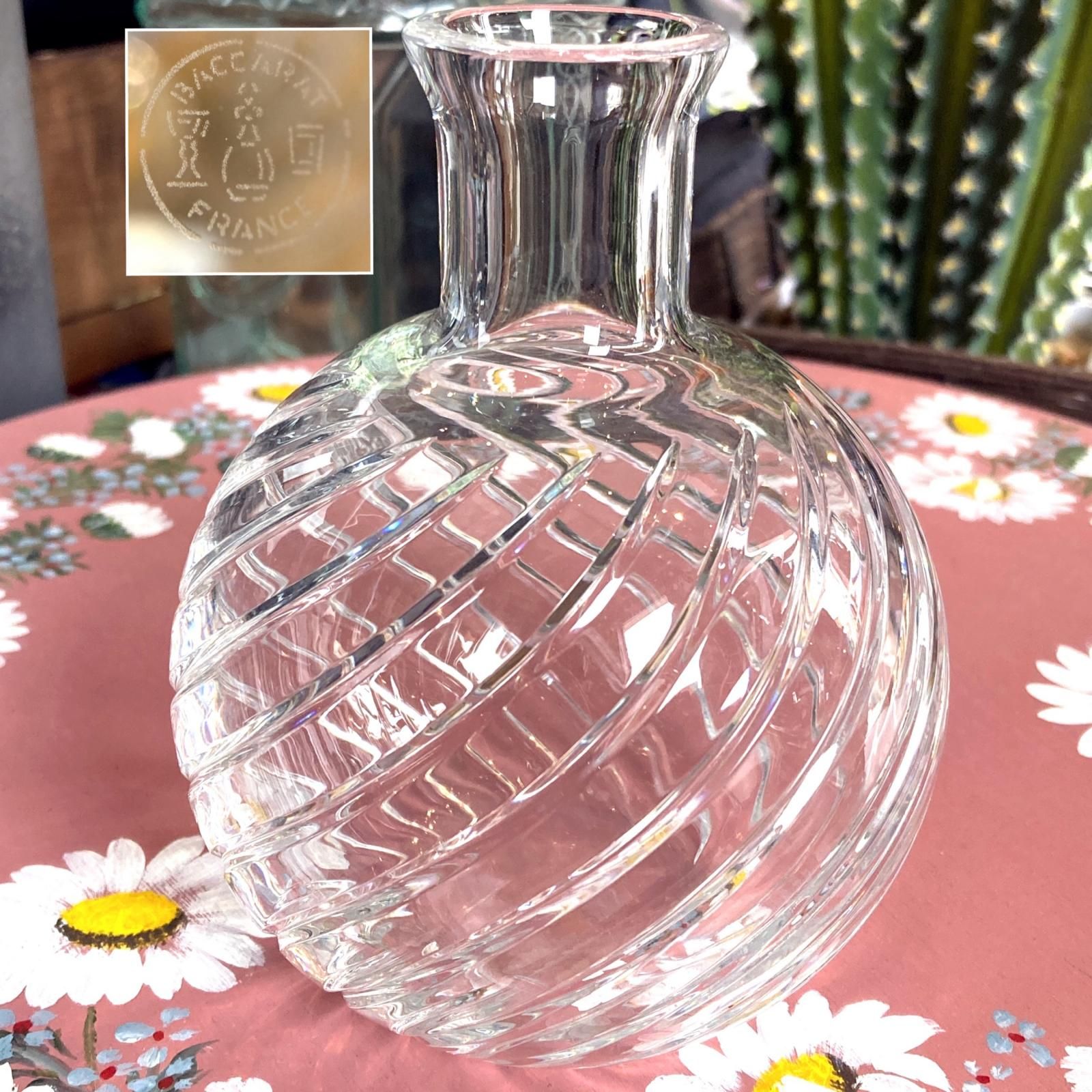 MP415) Baccarat フラワーベース 花瓶 中古 現状品 / バカラ 花びん 花入れ 花卉 花器 ビンテージ クリスタルガラス