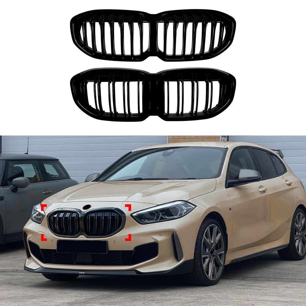 ビーエムダブリュー BMW 1シリーズ 1 Series F40 2019-2024対応 フロントグリル バンパー部装着 ABS製 非発光仕様 シングルライン ダブルライン オールブラック 選択可 フロントフェイスを引き締めるスポーティ外装パーツ