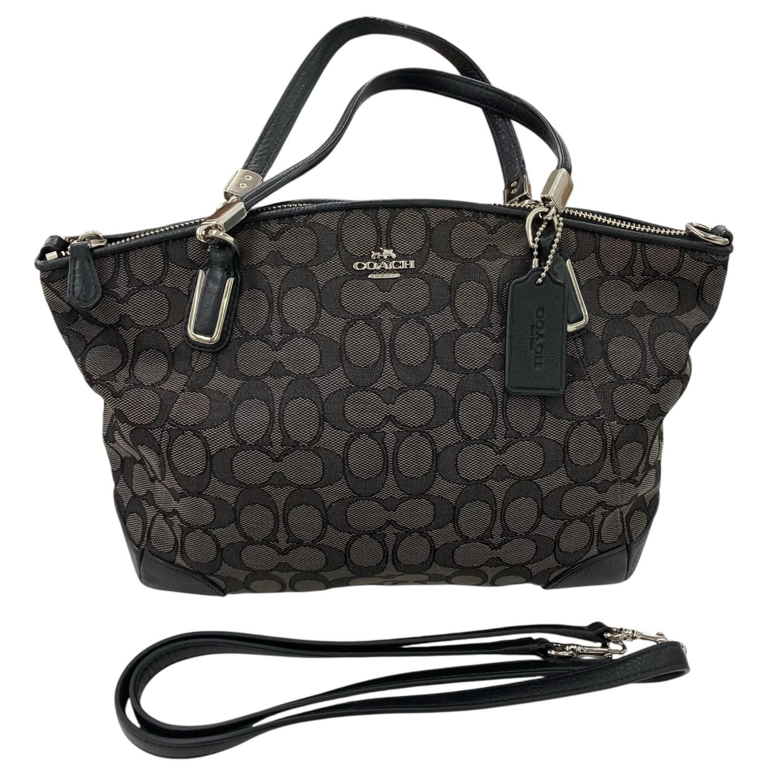 186005 COACH コーチ トートバッグ ブラック レザー スモールケルシーサッチェル 2way シグネチャー柄 レディース
