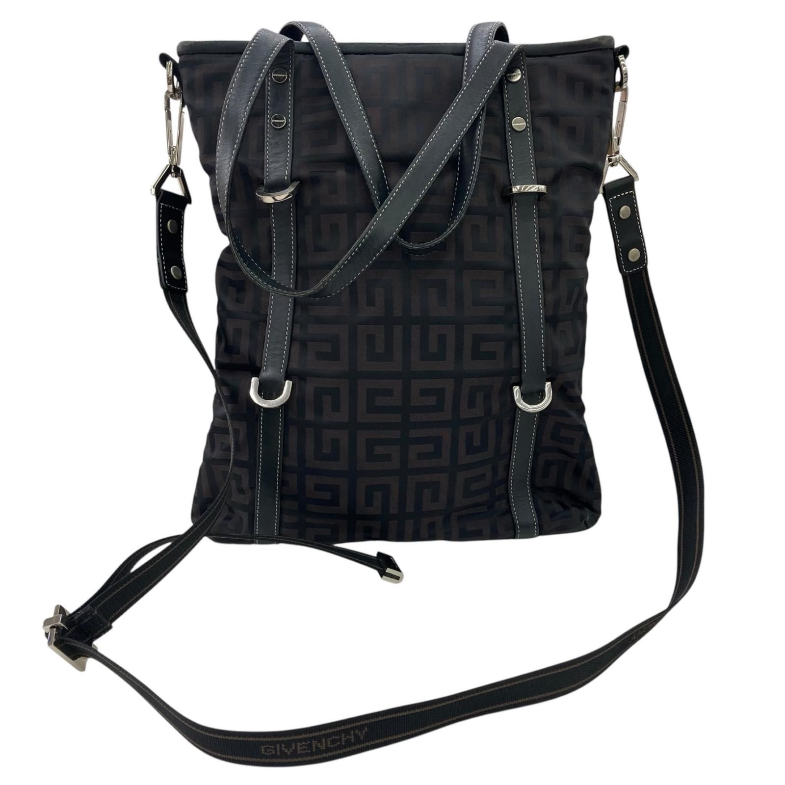 186005 現状品 Givenchy ジバンシー トートバッグ ナイロン レザー 2WAY トートバッグ 4Gモノグラム柄 レディース