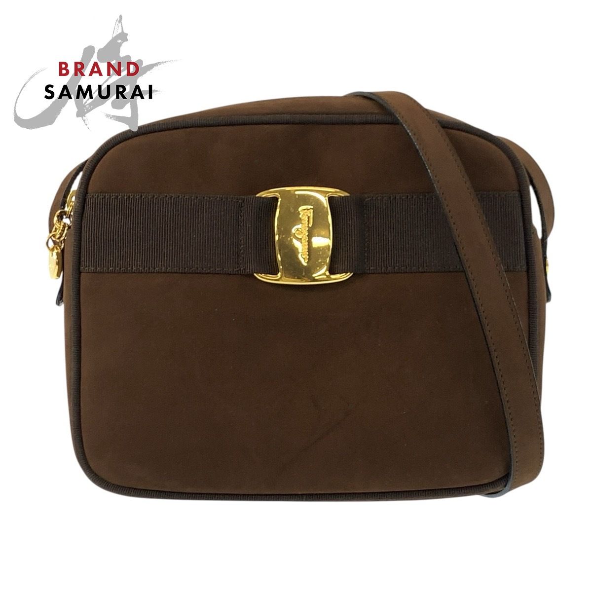 美品 Salvatore Ferragamo サルヴァトーレフェラガモ ヴァラリボン ブラウン D213096 ショルダーバッグ ポシェット レディース 602782【中古】