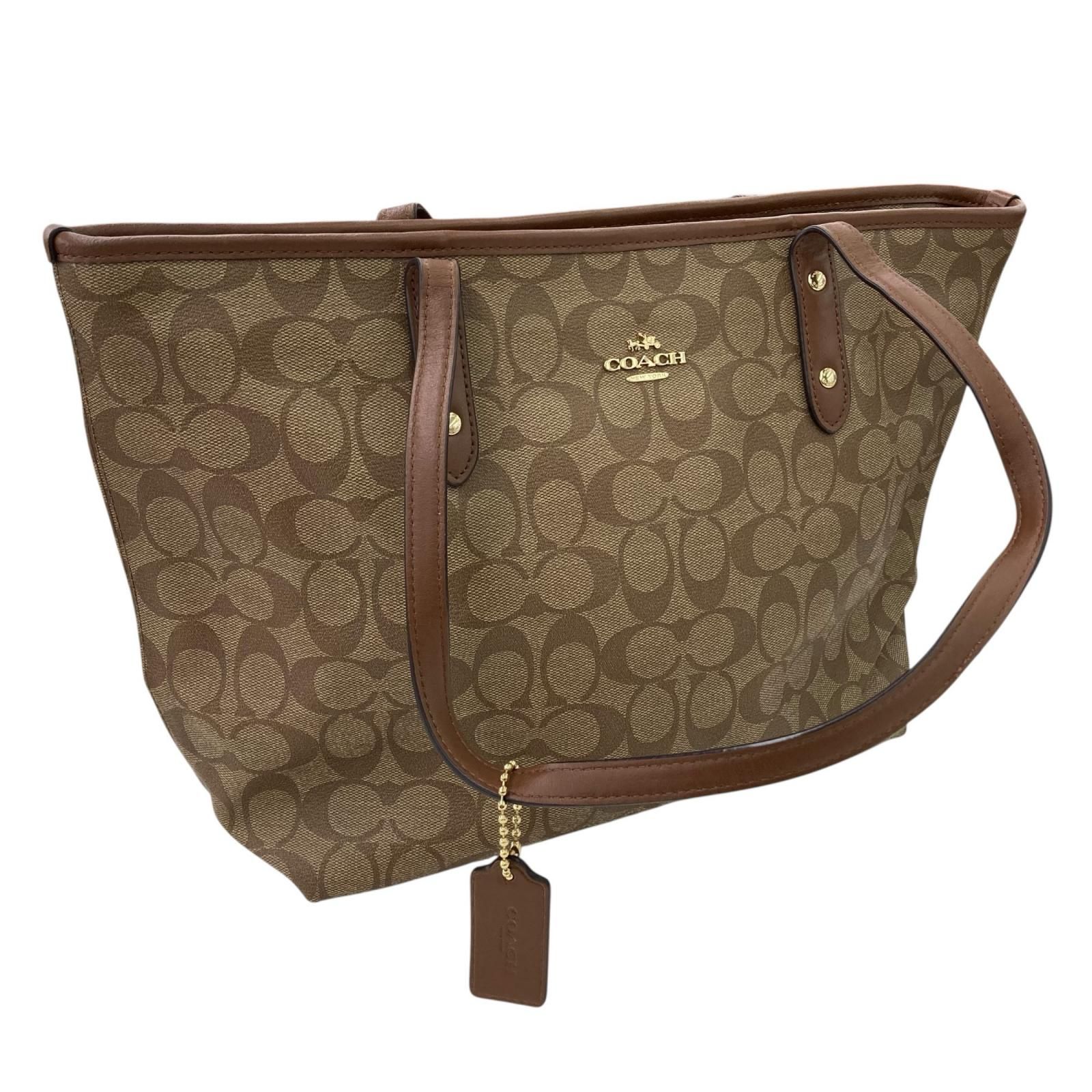 186005 現状品 COACH コーチ トートバッグ ブラウン シグネチャー柄