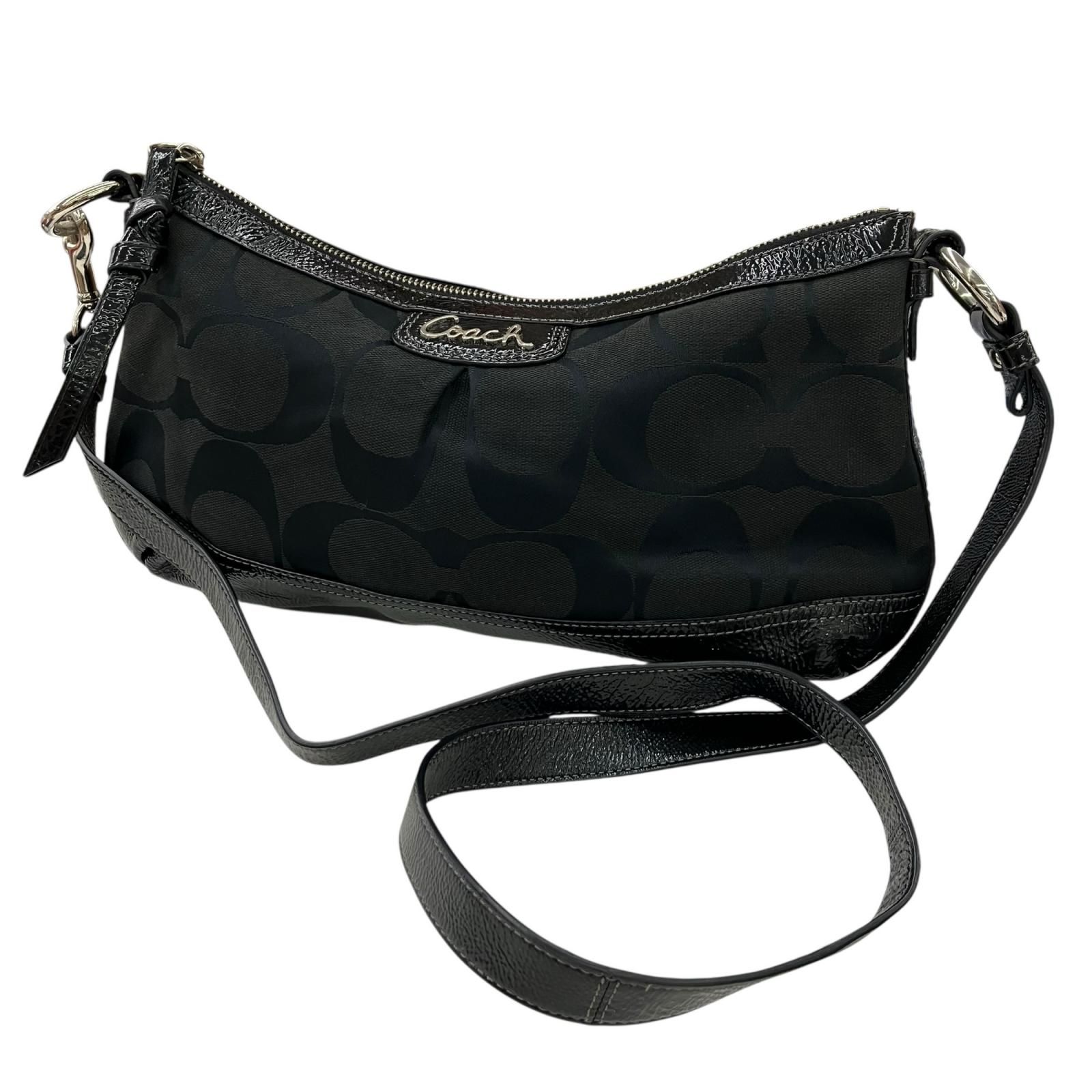 186005 現状品 COACH コーチ COACH ブラック ショルダーバッグ シグネチャー レディース