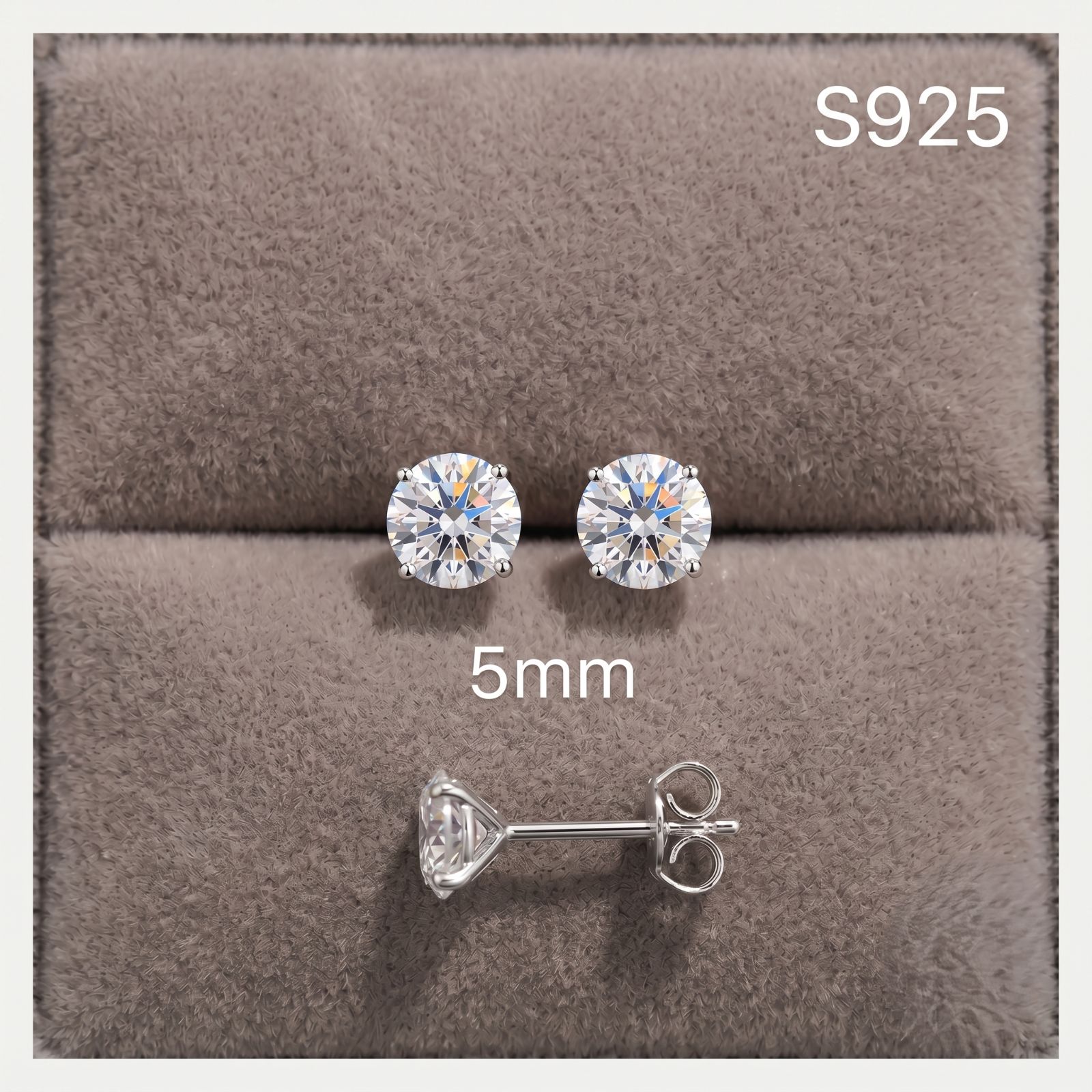 最高品質 モアサナイト ピアス 5mm S925 シルバー 【両耳セット 