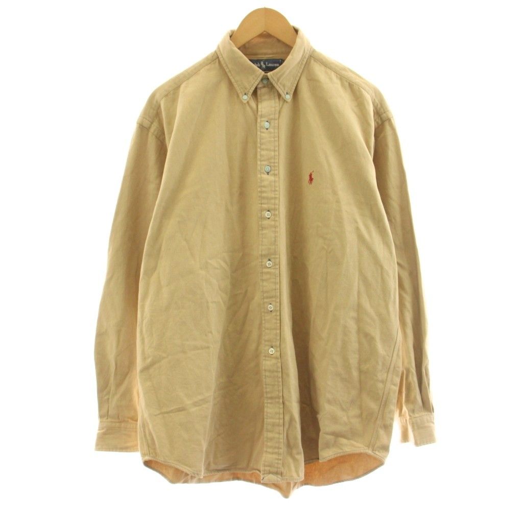 ラルフローレン RALPH LAUREN BLAIRE ボタンダウンシャツ カジュアルシャツ 長袖 L ベージュ /KU ■GY53