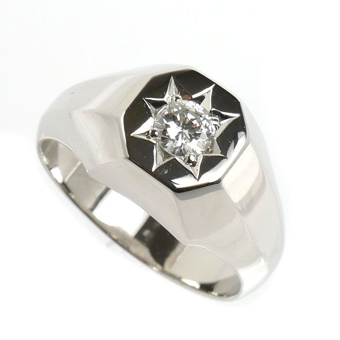 Pt900プラチナ リング・指輪 ダイヤモンド0.34ct 20号 19.4g メンズ 中古 美品