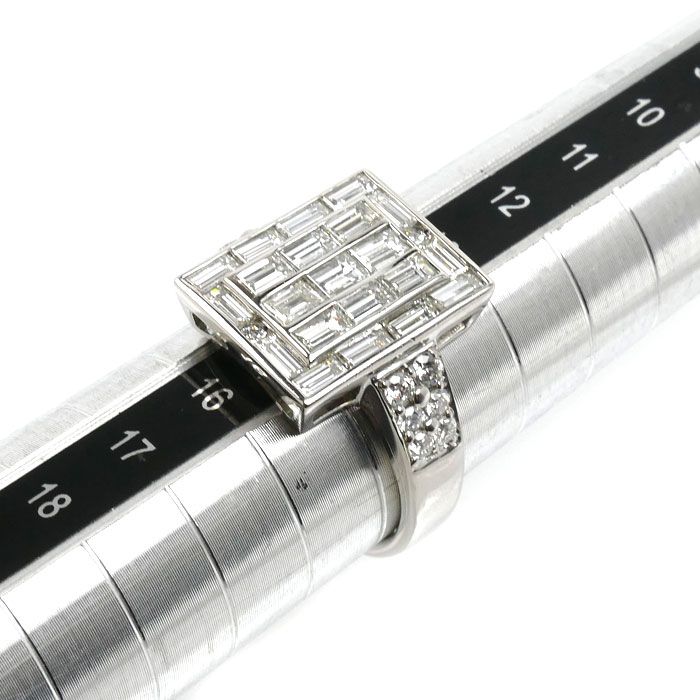 中古美品 Pt900プラチナリング 6g Pt900プラチナ リング・指輪 ダイヤモンド2.12ct 14.5号 11.0g