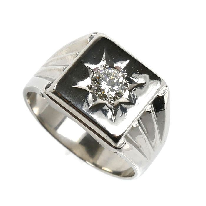 Pt900プラチナ リング・指輪 ダイヤモンド0.415ct 19号 19.3g メンズ 中古 美品