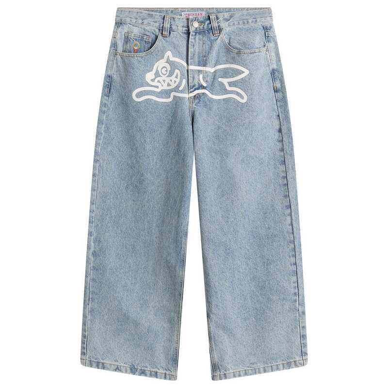 アイスクリーム メンズ ボトムス デニムパンツ ジーンズ ICECREAM Running Dog Triple Scoop Baggy Denim Jeans Heavy Wash Blue ブルー