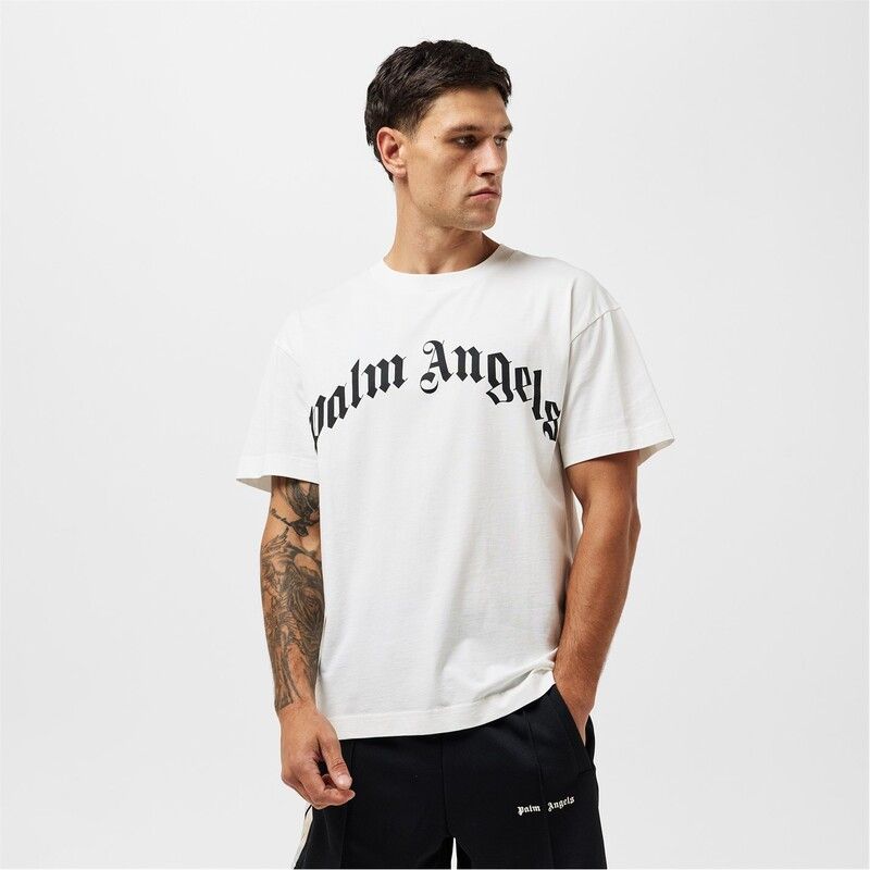 パーム・エンジェルス メンズ トップス Tシャツ ロゴ PALM ANGELS Palm Curve Logo T Sn54 WhiteBlack ホワイト パーム・エンジェルス メンズ トップス Tシャツ ロゴ PALM ANGELS Palm Curve Logo T Sn54 WhiteBlack ホワイト