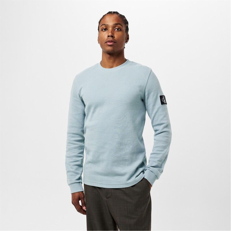 カルバンクライン メンズ トップス Tシャツ Calvin Klein Jeans Waffle Long Sleeve Top Overcast Grey グレー