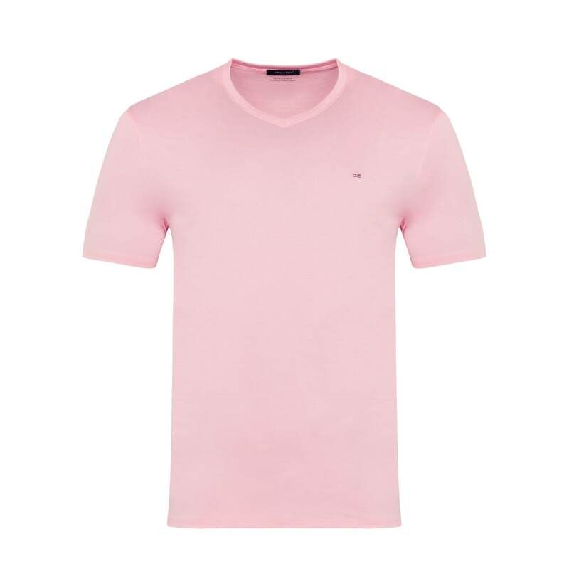 エデンパーク メンズ トップス Tシャツ Vネック シャツ コットン Eden Park Pink V neck light pima cotton tshirt ROM ピンク