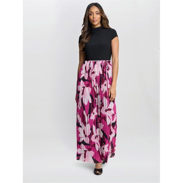 ジーナバッコーニ レディース トップス ワンピース プリント パンツ ジャンプスーツ Gina Bacconi DOLORES Jumpsuit With Printed Trousers BLACK FUSCHIA ブラック