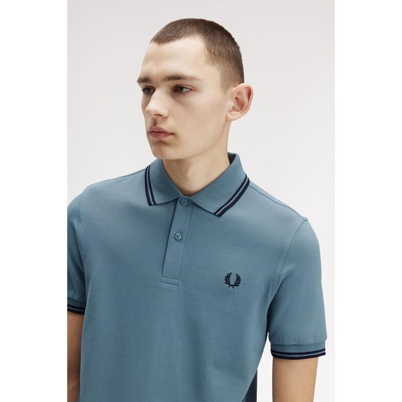 フレッドペリー メンズ トップス ポロシャツ Fred Perry Short Sleeve Twin Tipped Polo Shirt Stock Blue Z56 ブルー