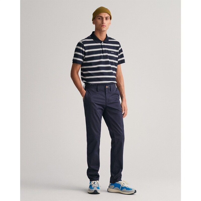 ガント メンズ ボトムス カジュアルパンツ Gant SLIM TWILL CHINOS MARINE 3032 Navy 410 ネイビー