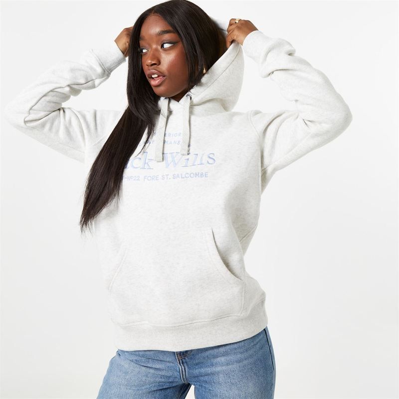 ジャック ウィルス レディース アウター パーカー・スウェット ロゴ パーカー グラフィック Jack Wills Hunston Graphic Logo Hoodie Light Heather ヘザー