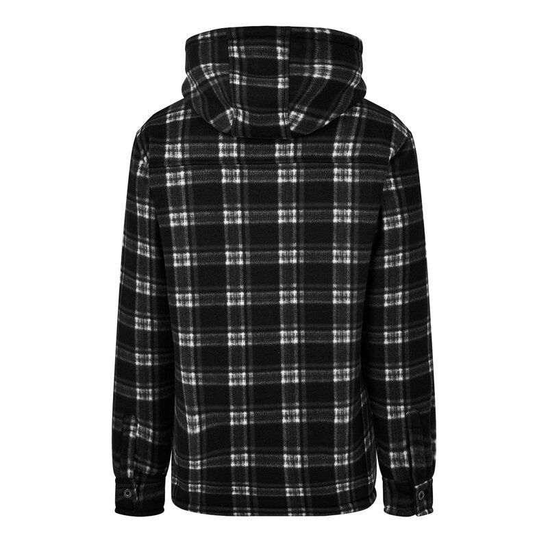 ダンロップ メンズ アウター パーカー・スウェット パーカー Dunlop Full Zip Checked Hoodie Mens Black ブラック