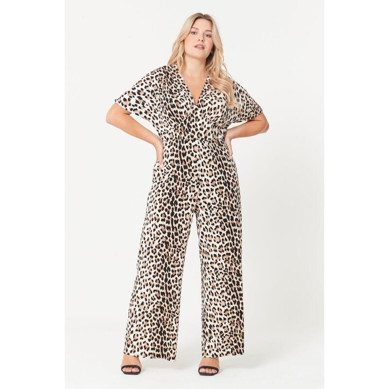 ビー ユー レディース トップス ワンピース ワイドレッグ アニマル柄 プリント ジャンプスーツ Be You Animal Print Wide Leg Jumpsuit Womens Brown ブラウン