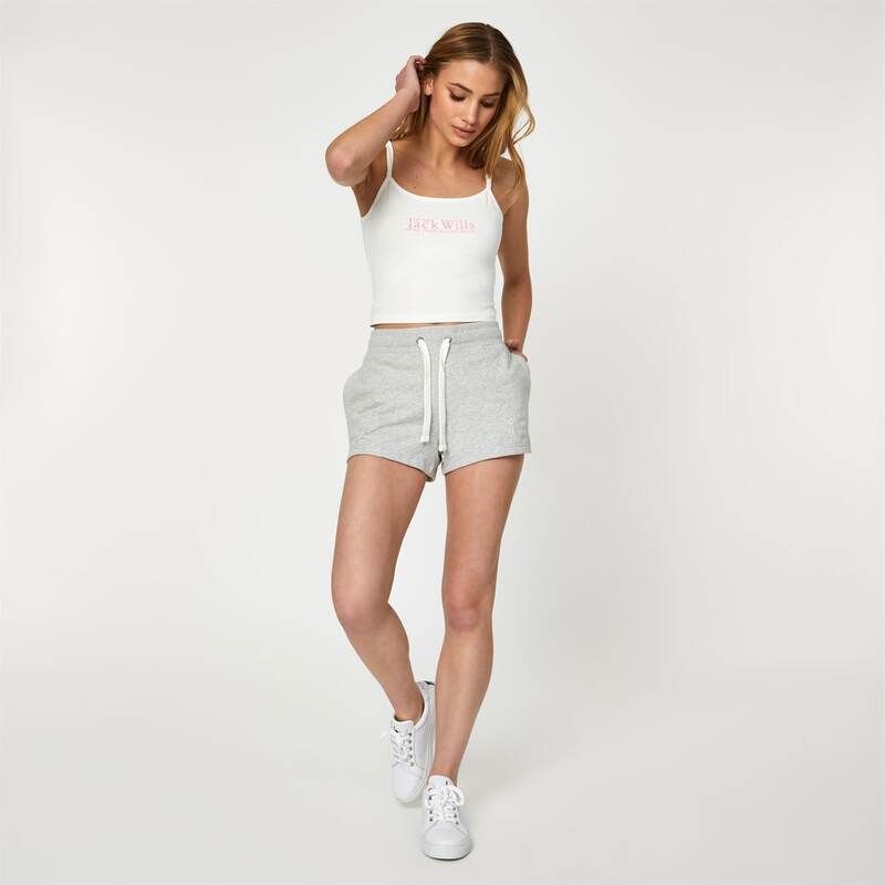 ジャック ウィルス レディース ボトムス ハーフパンツ・ショーツ ショートパンツ ロゴ Jack Wills Bea Logo Sweat Shorts Grey Marl グレー