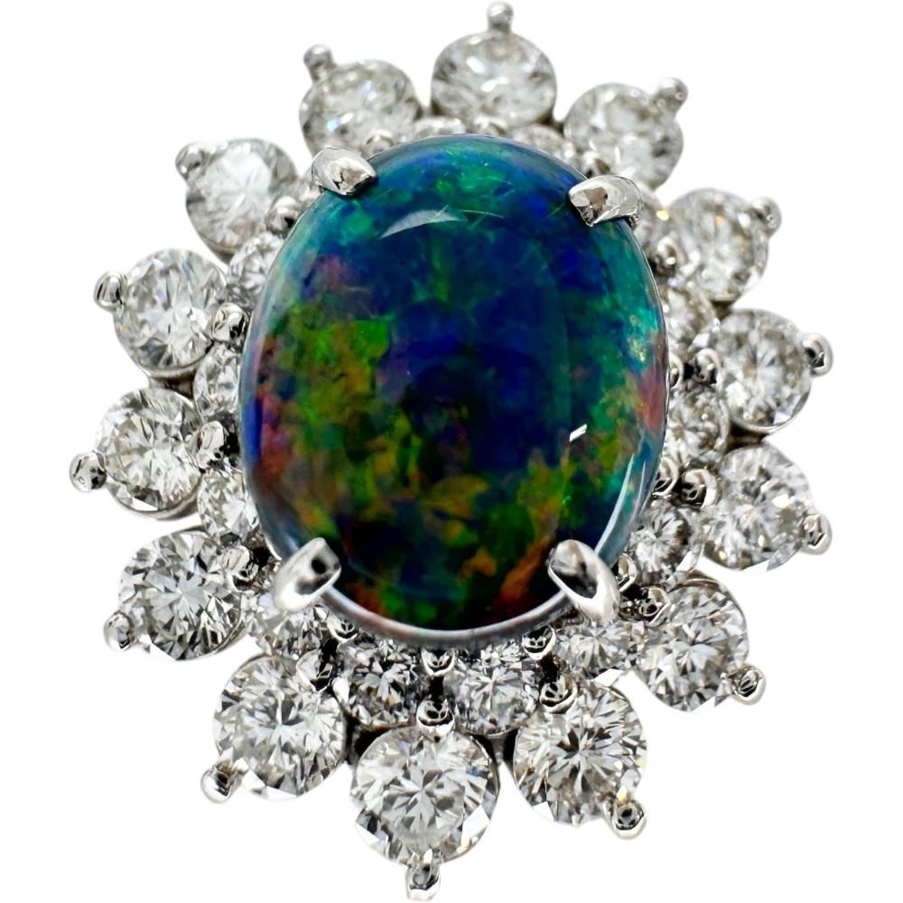 12.5号 ブラックオパール 2.68ct ダイヤモンド 1.58ct リング・指輪 Pt950プラチナ 9.8g レディース 【中古】【真子質店】【NN】 12.5号 ブラックオパール 2.68ct ダイヤモンド 1.58ct リング・指輪 Pt950プラチナ 9.8g レディース 【中古】【真子質店】【NN】