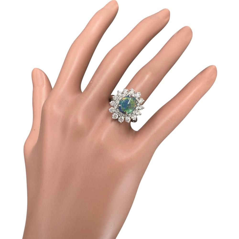 12.5号 ブラックオパール 2.68ct ダイヤモンド 1.58ct リング・指輪 Pt950プラチナ 9.8g レディース 【中古】【真子質店】【NN】 12.5号 ブラックオパール 2.68ct ダイヤモンド 1.58ct リング・指輪 Pt950プラチナ 9.8g レディース 【中古】【真子質店】【NN】