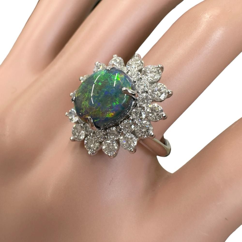 12.5号 ブラックオパール 2.68ct ダイヤモンド 1.58ct リング・指輪 Pt950プラチナ 9.8g レディース 【中古】【真子質店】【NN】 12.5号 ブラックオパール 2.68ct ダイヤモンド 1.58ct リング・指輪 Pt950プラチナ 9.8g レディース 【中古】【真子質店】【NN】
