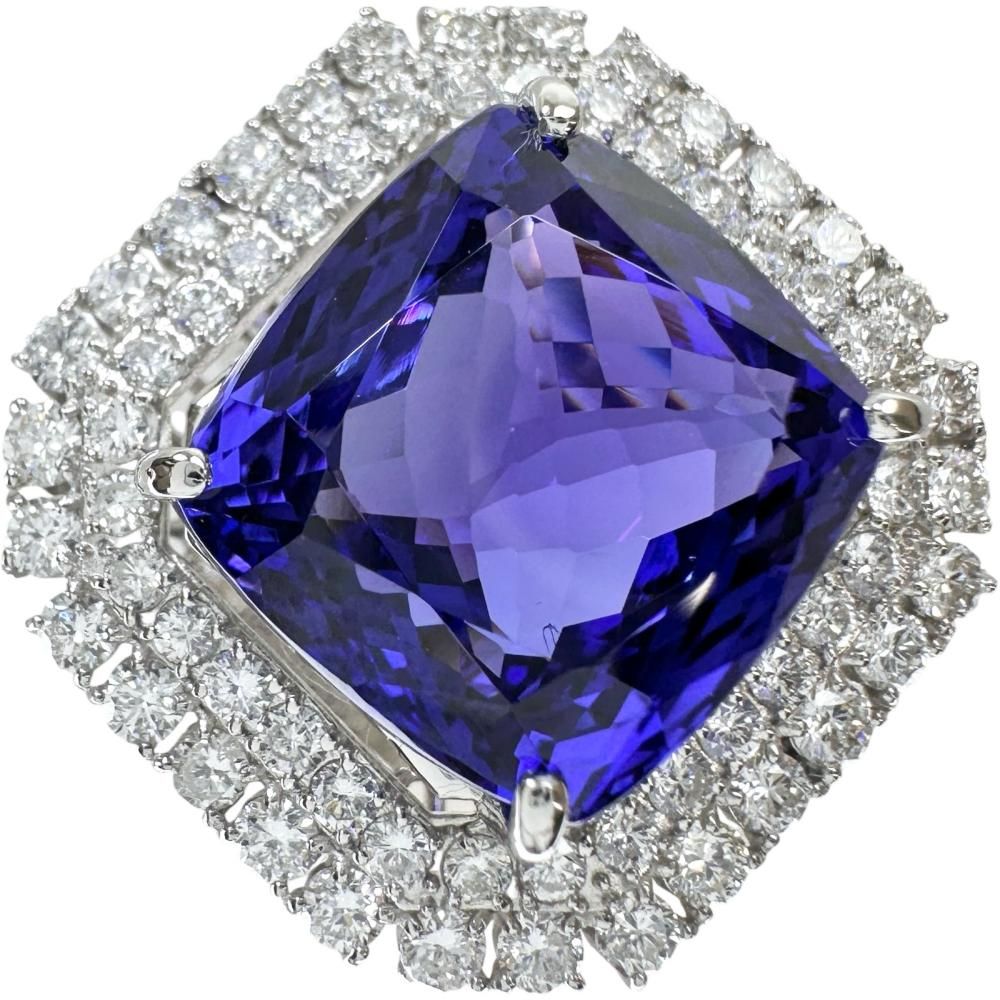 12号 タンザナイト 17.00ct ダイヤモンド 2.03ct リング・指輪 Pt950プラチナ 15.4g レディース 【中古】【真子質店】【NN】