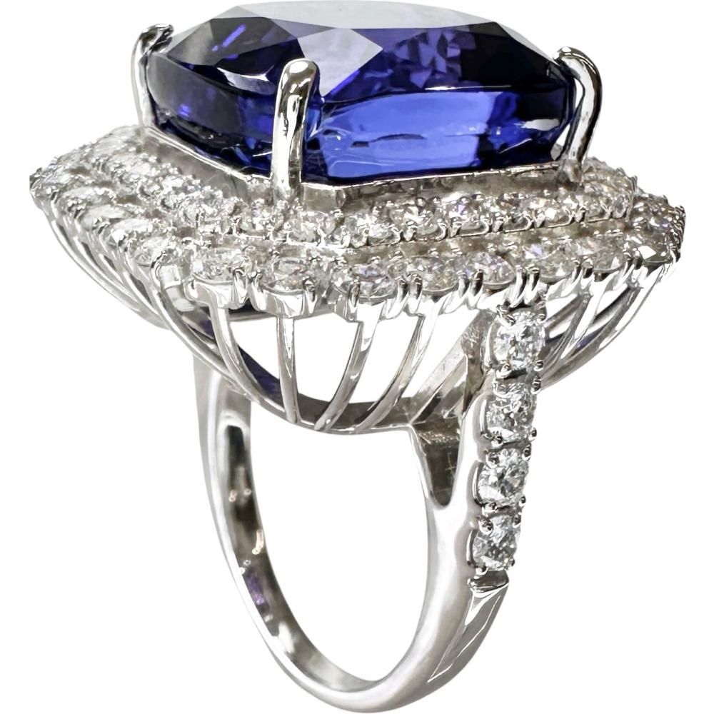 12号 タンザナイト 17.00ct ダイヤモンド 2.03ct リング・指輪 Pt950プラチナ 15.4g レディース 【中古】【真子質店】【NN】
